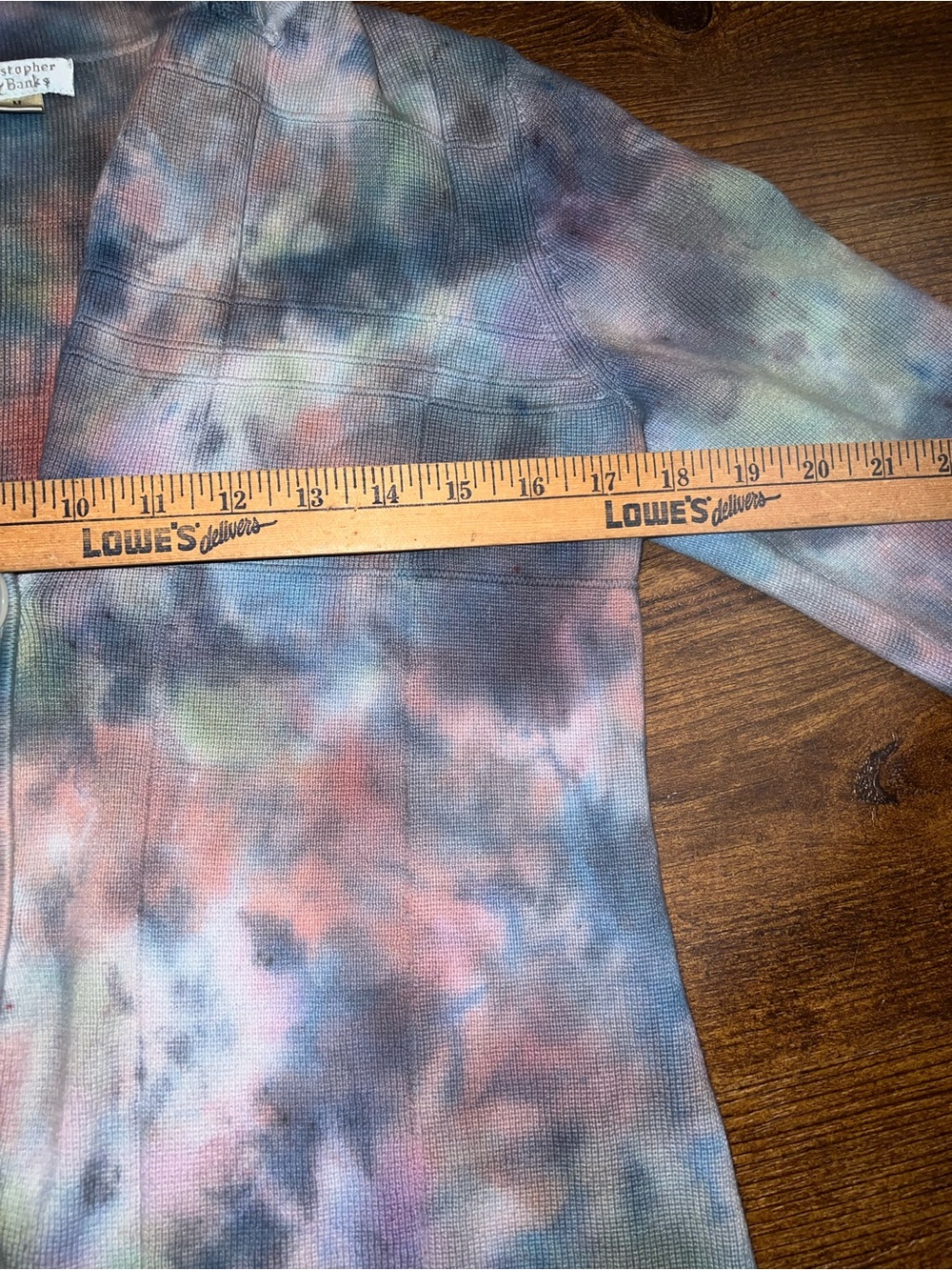 Artisan Tie Dye Ribbed Knit Cardigan Jacket Button Up Navy Hippie Boho Size M - Picture 9 of 12